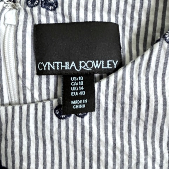 Cynthia Rowley Seersucker Bicycle Print Scalloped Edge Sleeveless Dress 10 - Picture 12 of 12